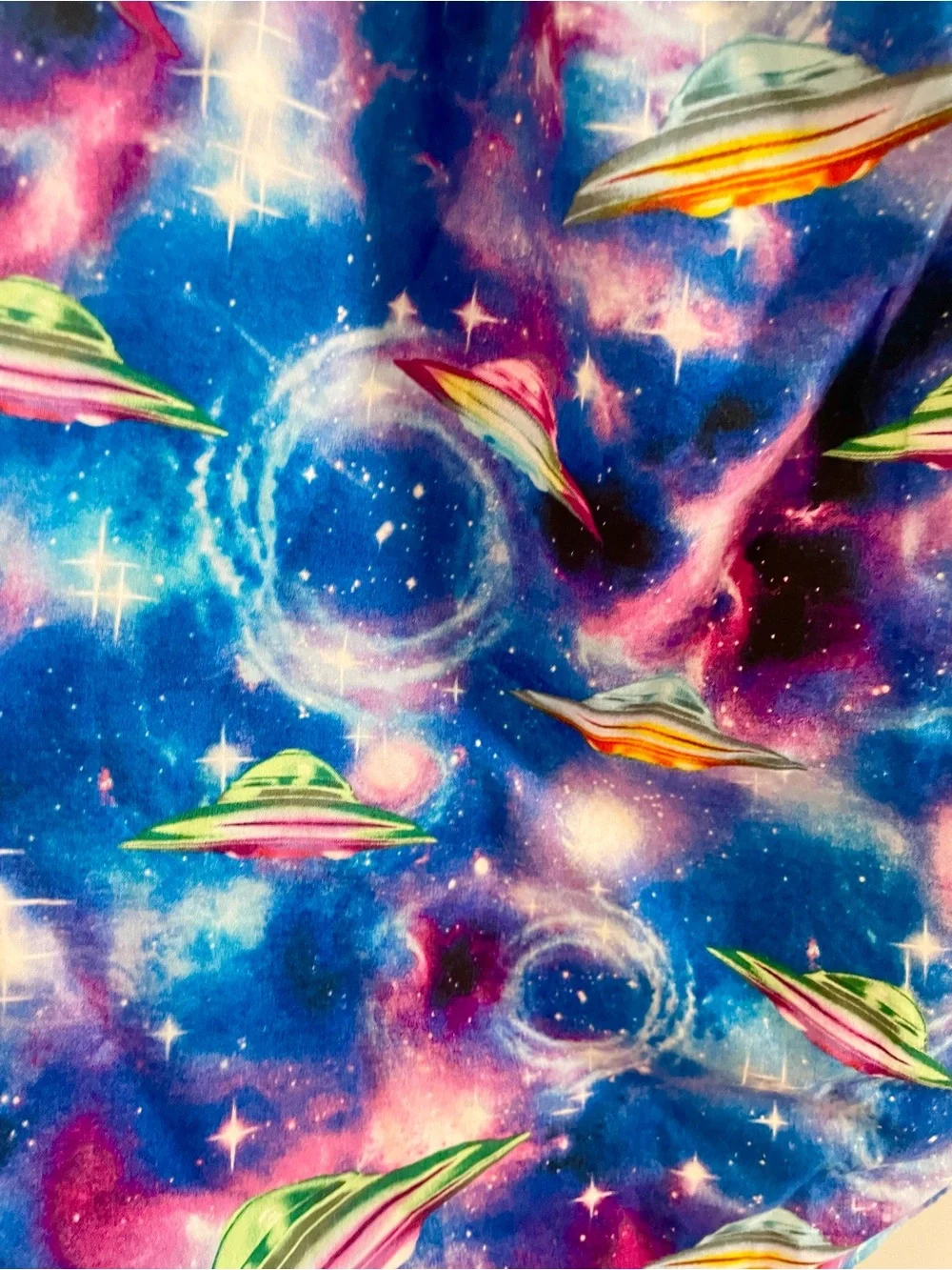 Retrolicious Galaxy UFO Print Dress in Blue & Purple